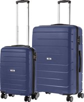 Bol.com TravelZ Big Bars Kofferset 2-delig - Handbagage 35L en Grote Koffer 106L - Blauw aanbieding