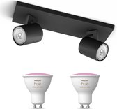 Philips Myliving Runner Opbouwspot met Philips Hue White & Color Ambiance GU10 - Spotje Opbouw - Bluetooth - 2 Lichtpunt - Zwart