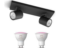 Philips Hue Runner Opbouwspot (Zwart) - Wit en Gekleurd Licht - Plafondspot met 2 Lichtpunten -…