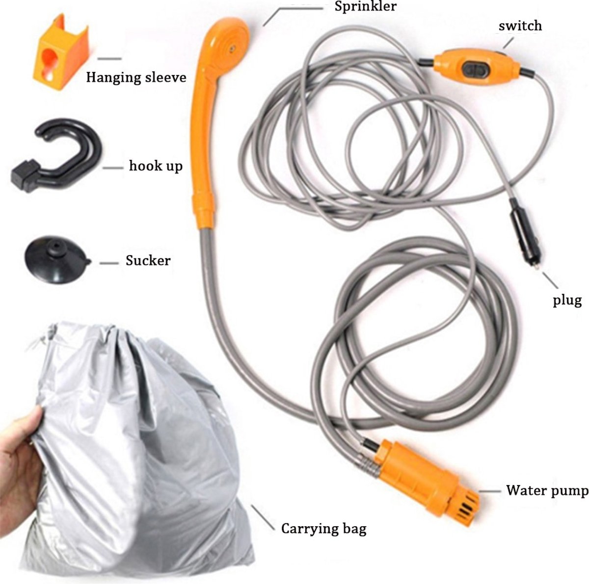 Douche Portable Camping Spopal 10000mAh – Seau Pliable 20L, étanche IPX8, écran LED, 5 Vitesses