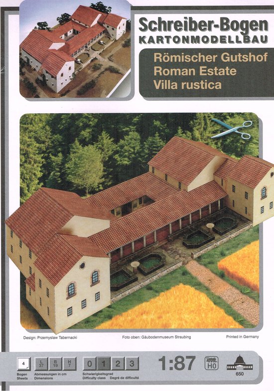 bouwplaat Van een Romeins Villa, schaal 1:87