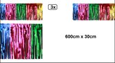 3x Guirlande PVC slierten folie multicolour 600cm x 30cm - Festival thema feest party verjaardag gala regenboog