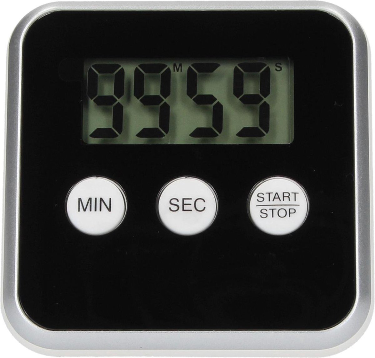 Digitale Timer - Kookwekker - Zwart – 8x8cm - Timer voor Koken - Inclusief batterij - Koken - Kookwekker - Magneet of standaard - Zwart - 1x kookwekker.