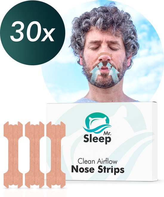 Mr Sleep® Anti Snurk Neusstrips – 30 Stuks - L - 66x19 - Neuspleisters & Snurk Pleisters – Anti Snurk Neusspreider - Breathe Anti Snurk Strips - Snurken - Sleep Aid - Right Breathing - Beter Slapen