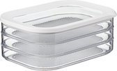 Mepal – vleeswarendoos Modula 3-laags – wit – bewaardoos met deksel – zicht op inhoud - stapelbaar – koelkastdoos