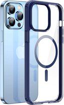Dux Ducis Clin2 iPhone 14 Pro Max Hoesje Geschikt voor Draadloos Opladen met Magnetische Ring Transparant Blauw