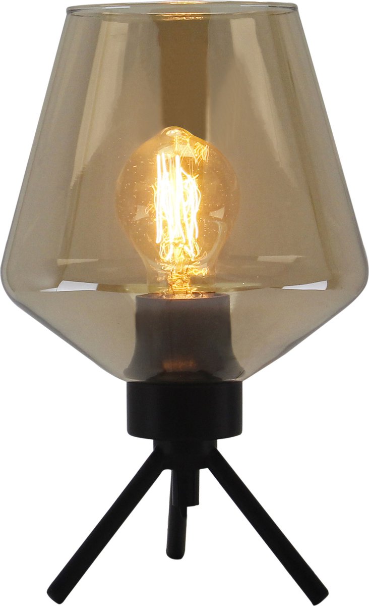 Chericoni - Tris - Tafellamp - 1-lichts - Ø 17,5 cm - Zwart Amber glas