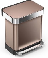 Bol.com Simplehuman Prullenbak Rectangular - RVS - Incl Liner Pocket - 30 l - Rose Gold aanbieding