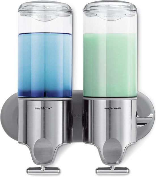 Duo de distributeur de savon Simplehuman - Acier inoxydable - 22,6x9,4x24,5  cm - Argent | bol.com