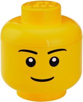 Boîte de rangement LEGO Tête Garçon- Large - H 27 x L 24 cm - Jaune