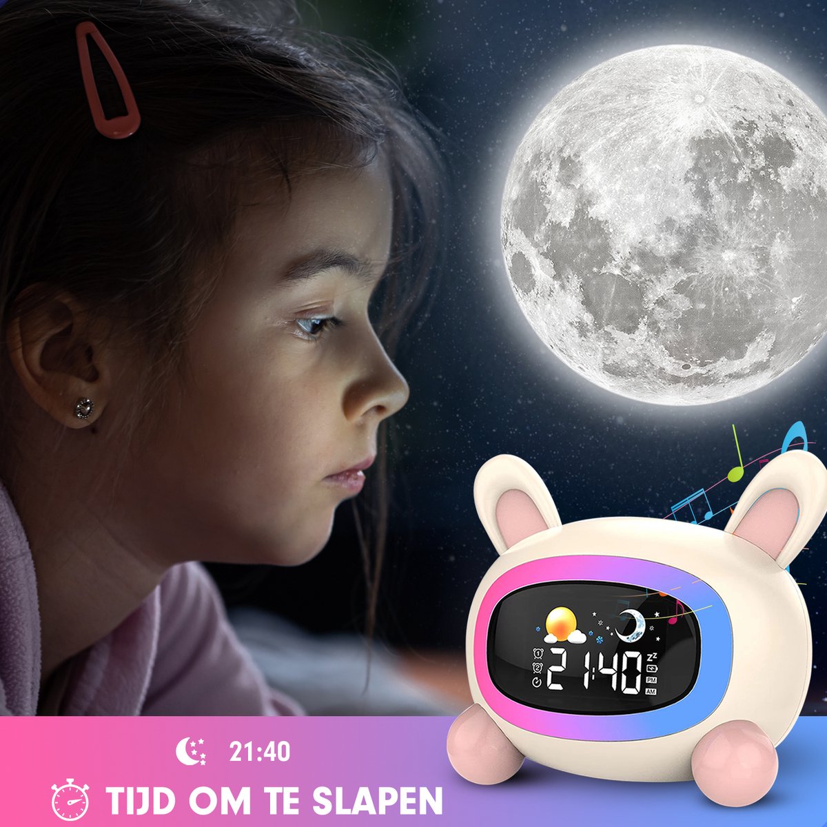 ANNNGUL Slaaptrainer voor kinderen, kinderwekker met nachtlampje timer voor schoolbeginners meisjes jongens ANNNGUL Slaaptrainer voor kinderen, kinderwekker met nachtlampje timer voor schoolbeginners meisjes jongens