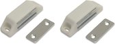 Magneetsnapper - Wit - Kunstof - 6kg trekkracht - 60x16mm - Magneetslot - Inclusief tegenplaat - 2 stuks