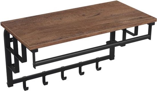 HOMASIS Porte-manteau à 5 Niveaux Avec Étagère à Chaussures - Bois Et Métal, Pieds Réglables, 99,5 X 40 X 151 Cm