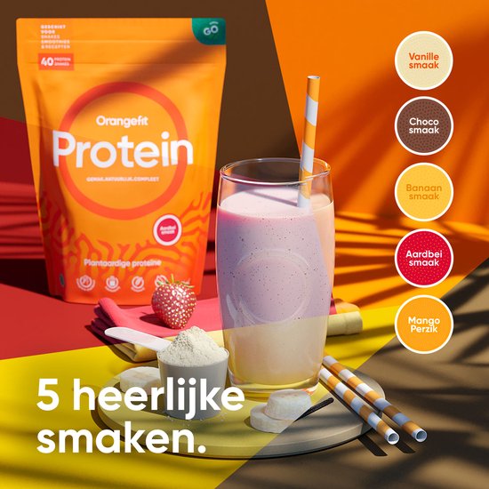 Orangefit® Nr. 1 Proteïne Poeder | Vegan Eiwit Shake | Eiwitshake Plantaardig | Lactosevrij | Glutenvrij | Vanille