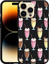 Geschikt voor Apple iPhone 14 Pro Max Hoesje Zwart Milkshakes - Designed by Cazy