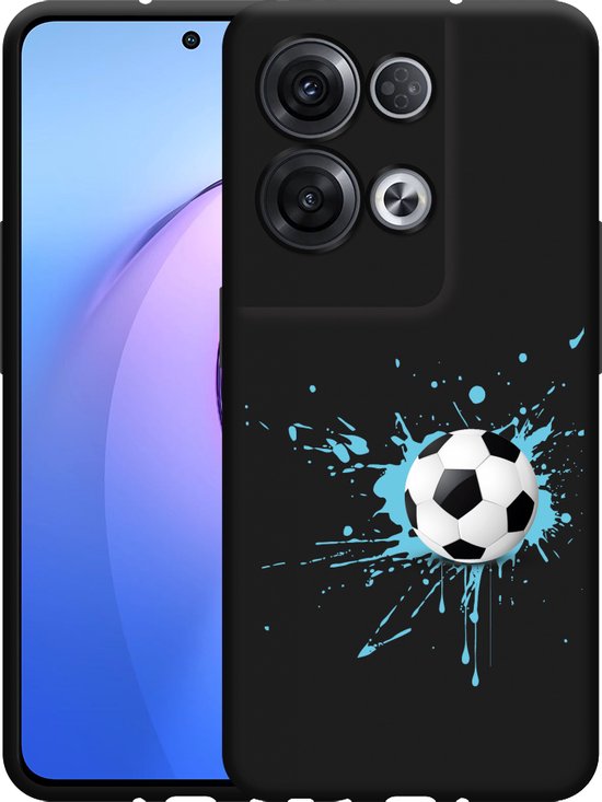 Oppo Reno8 Pro Hoesje Zwart Soccer Ball - Designed by Cazy