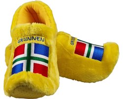 Elcee-Haly – Klomp sloffen – Gele Pantoffelklomp met Groningsevlag – Warme sloffen – Geel – Maat 40/41
