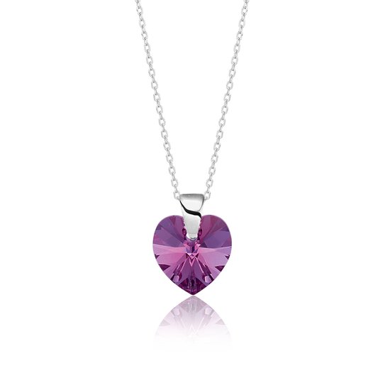 Montebello Ketting Aella HZ87 - 925 Zilver Gerhod.-  Swarovski® Hart - Ø10mm - 40cm