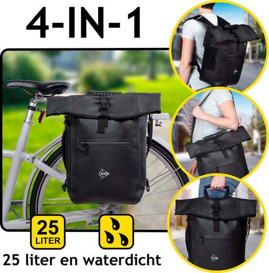 Dunlop 4-in-1 Fietsrugzak Waterdicht - Fietstas Rugzak - 25L - Handtas of Schoudertas - Zwart van Dunlop — afbeelding 5