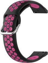 Siliconen Sport Air Bandje Geschikt voor Samsung Galaxy Watch 5 / Pro / 4 / 3 / Active 2 - Zwart / Donkeroze