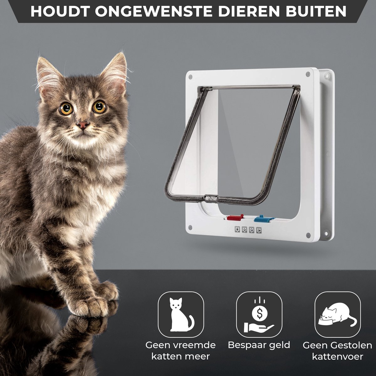 Lunspets – Kattenluik met Tunnel en Magnetische Sluiting – 19x20x5.5 cm - Waterdicht - Wit thumbnail 5