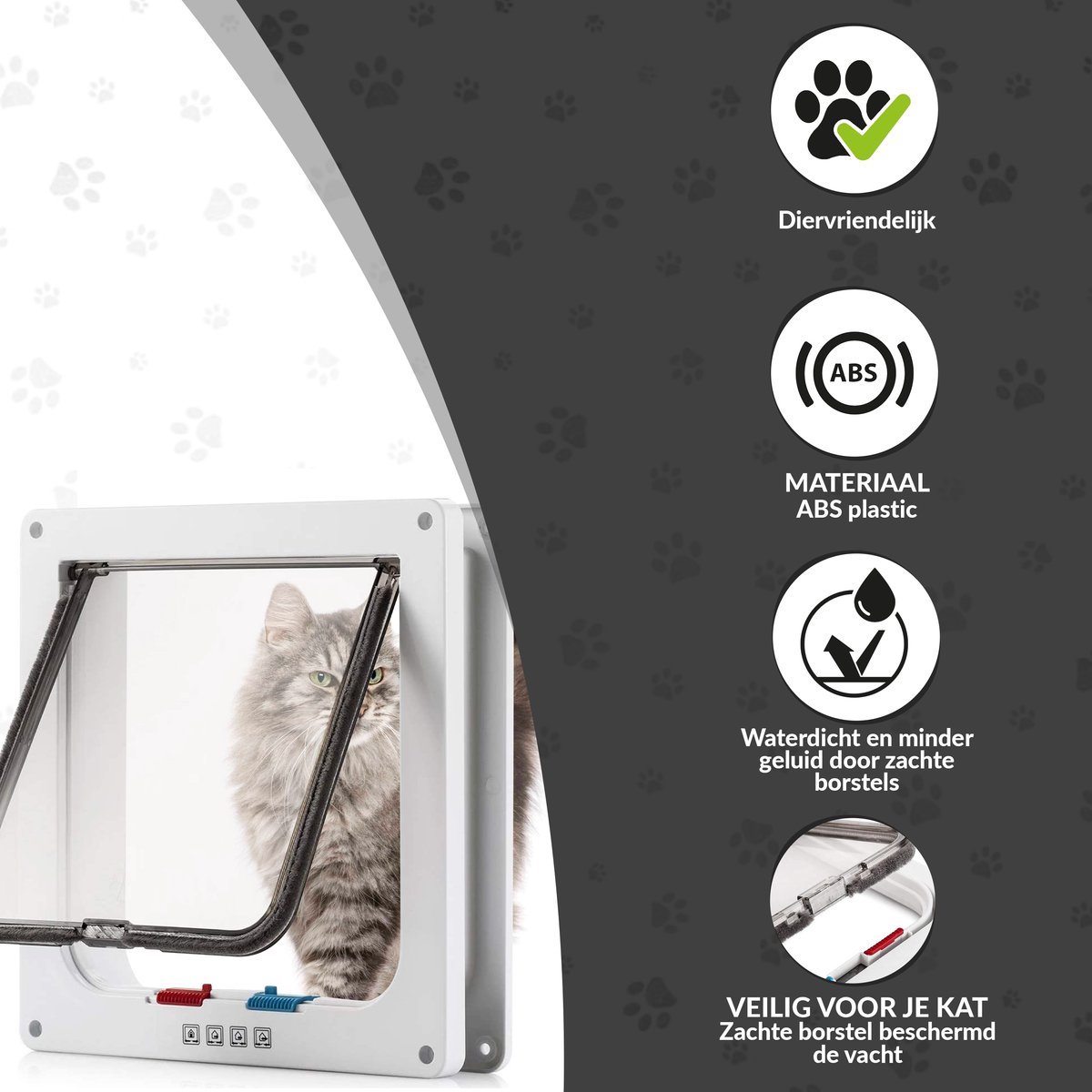 Lunspets – Kattenluik met Tunnel en Magnetische Sluiting – 19x20x5.5 cm - Waterdicht - Wit thumbnail 2