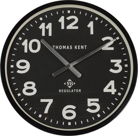 Thomas Kent Wandklok Regulator 54 Cm Staal Zwart/wit