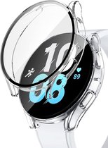 Screenprotector Glas + Hoesje Transparant geschikt voor Samsung Watch 5 44 mm - Volledig 360 Graden Case Bescherming