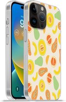 Geschikt voorApple Iphone 14 Pro - Softcase hoesje - Fruit - Patronen - Meloen - Siliconen Telefoonhoesje