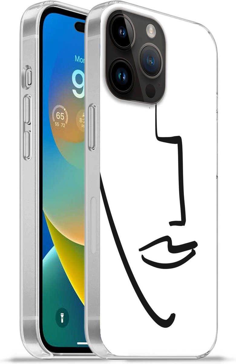 Telefoonhoesje Geschikt voor Apple Iphone 14 Pro Max hoesje - Gezicht - Vrouw - Minimalisme - Siliconen Telefoonhoesje Telefoonhoesje