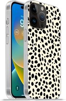 Geschikt voorApple Iphone 14 Pro Max hoesje - Dierenprint - Stippen - Panter - Siliconen Telefoonhoesje