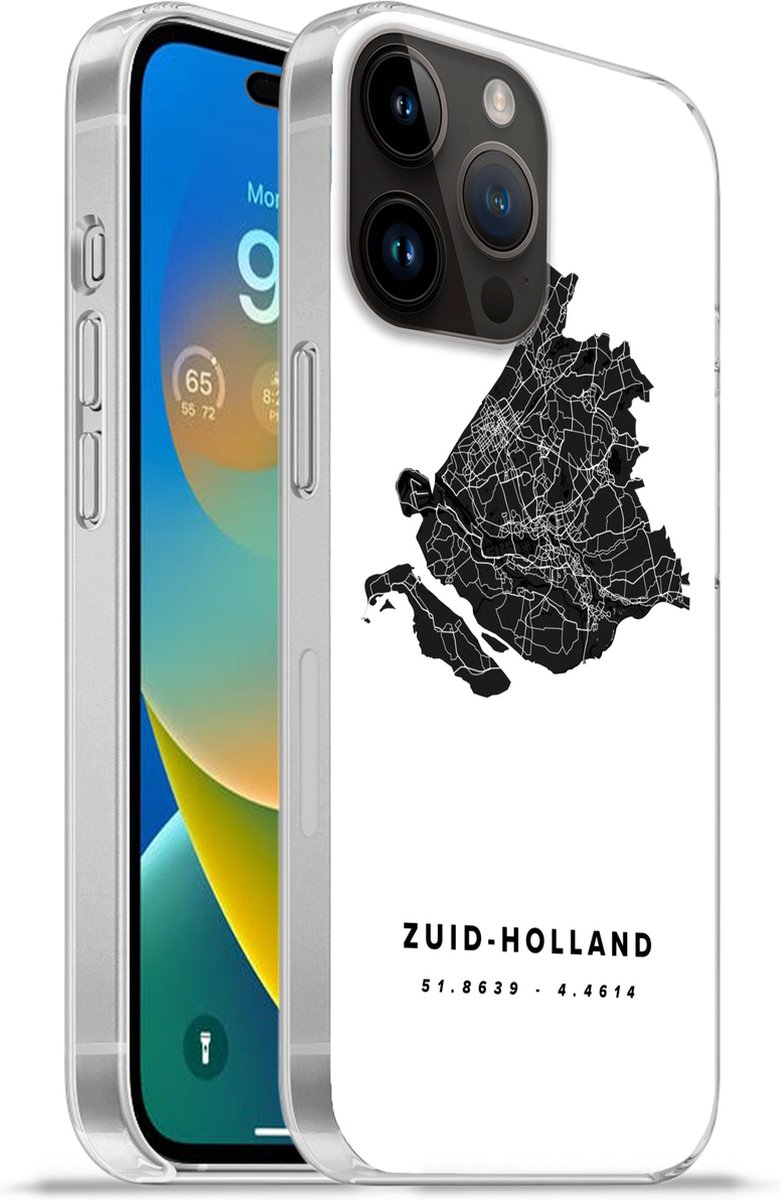 Telefoonhoesje Geschikt voor Apple Iphone 14 Pro Max hoesje - Zuid-Holland - Nederland - Kaart - Siliconen Telefoonhoesje Telefoonhoesje