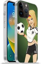 Geschikt voorApple Iphone 14 Pro - Softcase hoesje - Een illustratie van een meisje met Duitse kleding en een voetbal - Meiden - Meisjes - Kinderen - Siliconen Telefoonhoesje
