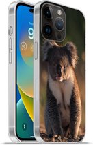 Geschikt voorApple Iphone 14 Pro - Softcase hoesje - Koala - Zon - Dier - Kids - Jongens - Meiden - Siliconen Telefoonhoesje