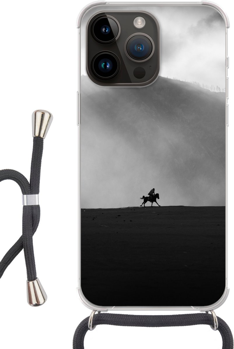 Telefoonhoesje Geschikt voor Apple Iphone 14 Pro - Paard - Licht - Berg - Siliconen - Crossbody - Backcover met Koord - Telefoonhoesje met koord - Hoesje met touw Telefoonhoesje