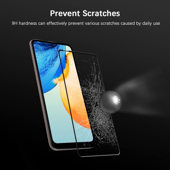 Protecteur d'écran en Glas - Protecteur d'écran en Tempered Glass à couverture complète [couverture complète] Convient pour : Motorola Moto G52 / Motorola Moto G82 - 3x