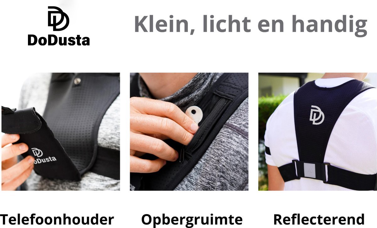Reflecterend led-hardloopvest met USB-oplaadbaar licht, telefoonhouder op de borst voor hardlopers, nachtwandelingen, verstelbare taille en schouders voor dames, heren en kinderen, roze