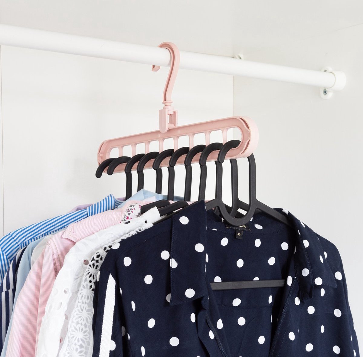 Eleganca Luxe Kleerhangers 9in1 - Kledinghanger - Klerenhanger - 3 stuks - Kleding Organizer - Ophangen van Meerdere Kledinghangers Tegelijk - Roze