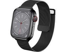Bandje geschikt voor Apple Watch 45 mm / 44 mm Series 8 / SE 2022 - Zwart Milanese Band