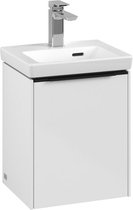 Villeroy & Boch Subway 3.0 wastafelonderkast 40x40x30cm met 1 rechtsdraaiende softclose deur met Volcano Black greep spaanplaat Brilliant white