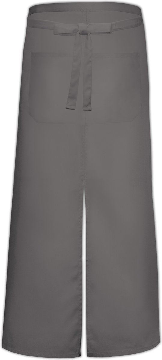 Link Kitchen Wear Franse sloof met split en zak, donker grijs.