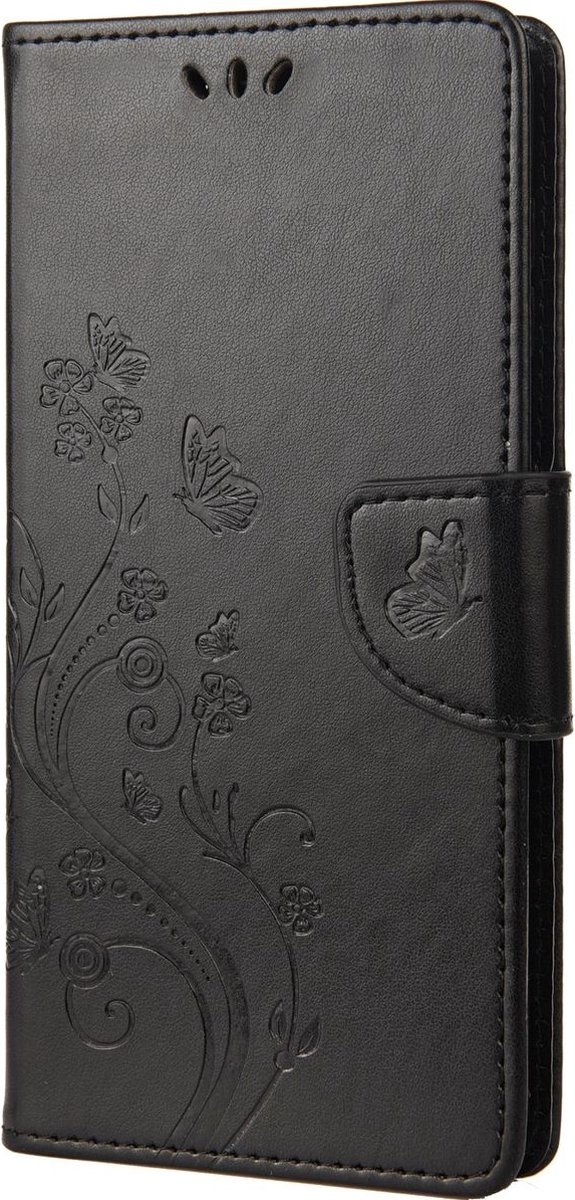 Mobigear Telefoonhoesje geschikt voor Apple iPhone 14 Pro Max Hoesje | Mobigear Flowers Bookcase Portemonnee | Pasjeshouder voor 3 Pasjes | Telefoonhoesje voor Pinpas / OV Kaart / Rijbewijs - Zwart