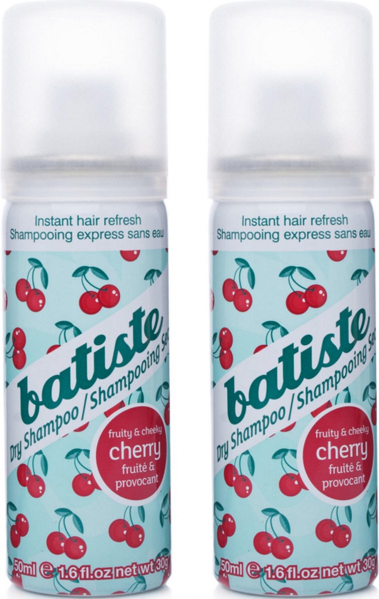 Batiste On The Go Cherry Compact Tas Droogshampoo Dry Shampoo 2 stuks- Dames 50 ml