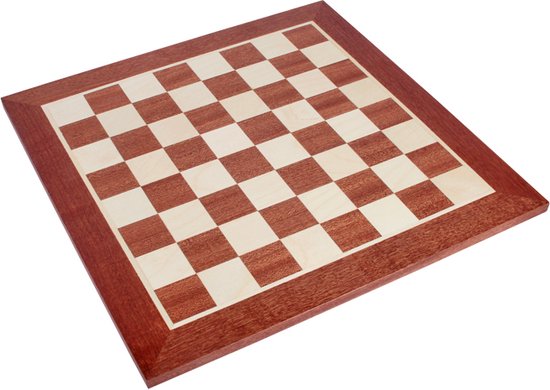 Thumbnail van een extra afbeelding van het spel ChessRegion - Schaakbord Mahonie/Plataan  - 54x54cm - Inclusief Verzwaarde Schaakstukken