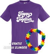 T-shirt Happy Together | Love for all | Gay pride | Regenboog LHBTI | Paars | maat XL