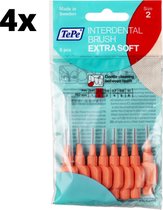 TePe Extra Soft Lichtrood 0,5mm - 4 x 8 stuks - Voordeelverpakking
