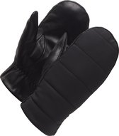 Wanten Dames - Zwart Leer - Warme Fleece Voering - Model Puck voor comfortabele warme handen - Dames wanten voor Winter - maat L
