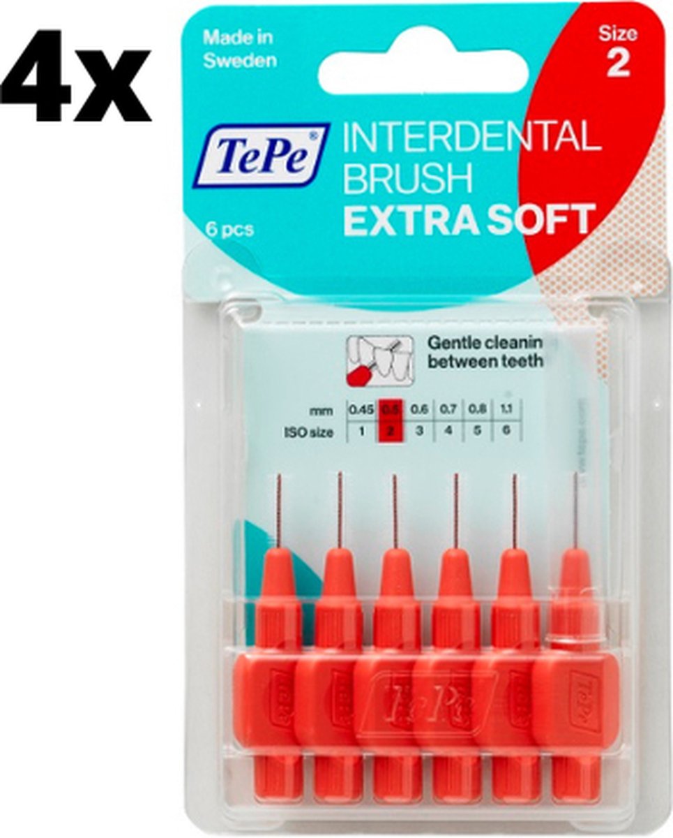 Goedkoopste TePe Extra Soft Lichtrood 0,5mm - 4 x 6 stuks - Voordeelverpakking