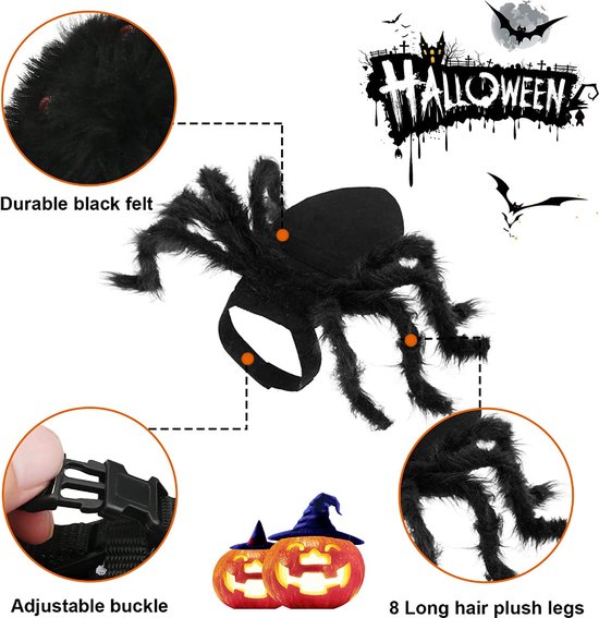 BT Bear Hond Halloween Kostuum, Grappige Hond Kat Outfits Pluche Spider Cosplay Decoratie Feestkostuums voor Katten Puppy Kleine Honden (L