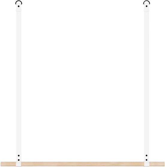 Portemanteau / portemanteau 100cm - sur lanières cuir - Handles and more® | BLANC - tige : bois rond